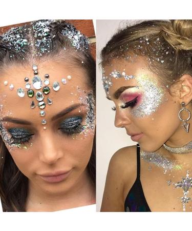 Go Ho 423 Self Adhesive Face Gems Rhinestones for Festival Rave - 3 Sheets + Tweezers - Buy Online on SooperMarket.com