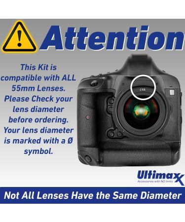 Ultimaxx 55MM Lens Filter Kit with 2.2X Telephoto, Wide Angle, Macro Lenses - Compatible with Nikon D3400 D3500 D5500 D5600 Camera & AF-P DX 18-55mm Lens - Buy Online on SooperMarket.com