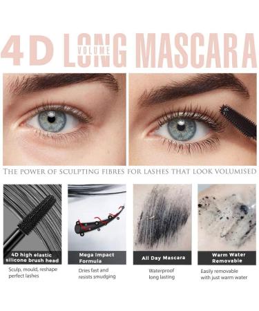4D Silk Fiber Mascara | Extra Long Lash Extensions & Volume | Waterproof Durable Eye Makeup - Buy Online on SooperMarket.com