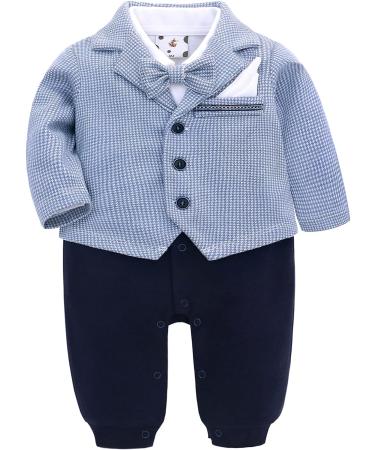 Famuka Baby Boy Formal Wedding Outfit Suit 18 Months Blue | Gentleman Tuxedo 2 PCS with Bows Outwear - Buy Online on SooperMarket.com