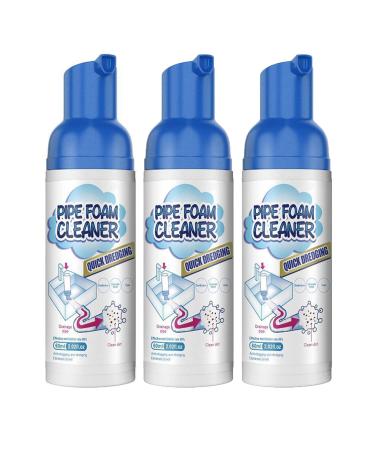 Drain Foam Cleaner Pipe Dredge Deodorant Foam Cleaner Liquid Hair Drain Clog Remover & Cleaner Powerful Sink and Drain Cleaner Fast Foaming for Kitchen Toilet Pipeline Quick Cleaning Tool (3PC)