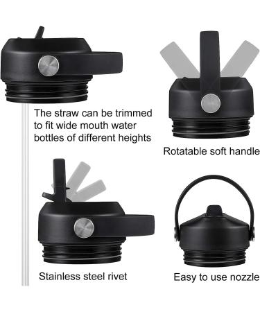 FLORAPELL Yeti Rambler Straw Lid with Straws and Handle - Black | Replacement Cap for 18oz, 26oz, 36oz, 64oz Bottles - Buy Online on SooperMarket.com