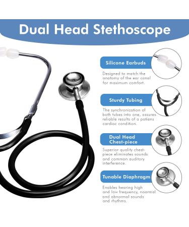 Buy Novamedic Classic Black Dual Head Stethoscope - 22-inch Adult Size for Nurses Doctors & Cardiac Care | International Shipping Available - Buy Online on SooperMarket.com