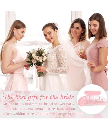 Gjinxi Bride Claw Hair Clip Pink Acrylic Hair Clip with Rhinestone Bride Logo Bride Bridesmaid Gift for Wedding Banana Barrettes Hair Decorations for Bachelorette Party Decorations Bridal Shower - Buy Online on SooperMarket.com
