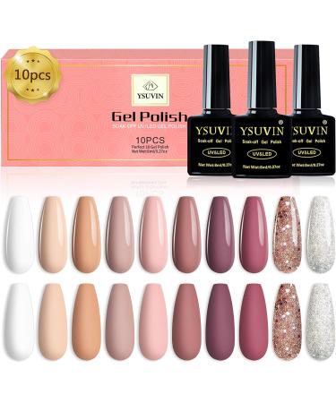 Yueshop White Beige Collection Gel Nail Polish Set - 6 Nude & Natural Skin Tone Colors - Soak Off UV LED Lamp - Manicure Kit 8ml x 6 - Buy Online on SooperMarket.com