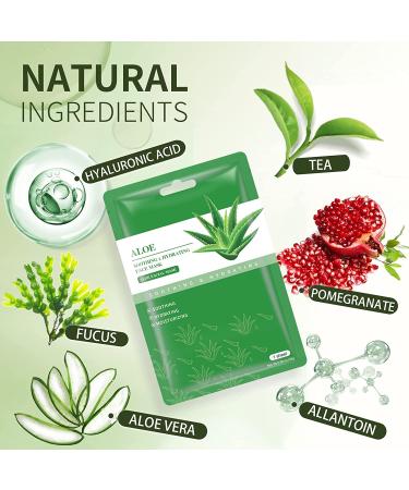 Aloe Vera Hydrating Face Mask - Soothing, Calming & Nourishing Skincare for All Skin Types - 10 Pack 25ml/0.8oz - Buy Online on SooperMarket.com