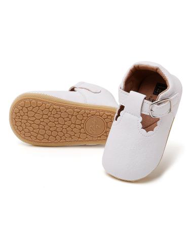 RVROVIC Baby Girl Moccasins Princess Mary Jane Flat Dresses Shoes Premium Lightweight Soft Sole Crib Shoes Toddler Shoes 6-12 Months A1 White
