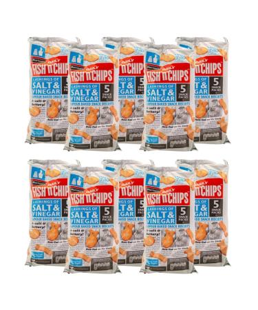 Savoury Snack Bundle Consisting of Burtons Daily Fish n Chips Salt & Vinegar Baked Snacks 5x25g (10 Pack)