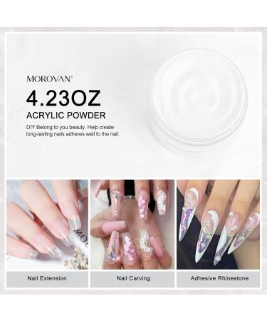 Morovan Clear Acrylic Powder 60g - Professional Nail Extension Powder for Carving Nails - No Nail Lamp Needed - Buy Online on SooperMarket.com