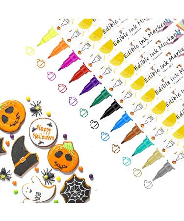12Pcs Dual Sided Edible Food Colouring Pens | Food Grade Icing & Markers for Cakes, Cookies & Desserts - Buy Online on SooperMarket.com