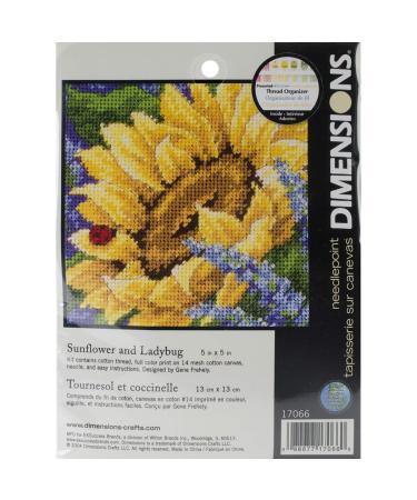 Dimensions Needlepoint Kit  Sunflower and Ladybug Floral Needlepoint  5 x 5