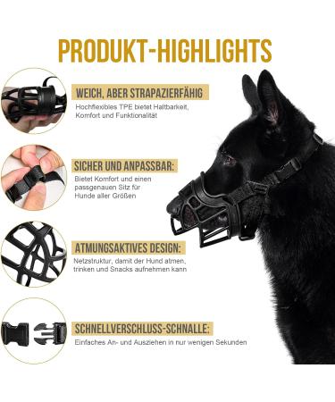 Oneigris Soft Dog Muzzle - Durable Rubber Adjustable for Medium & Large Dogs | Prevent Barks Biting & Chewing (XL) - Buy Online on SooperMarket.com