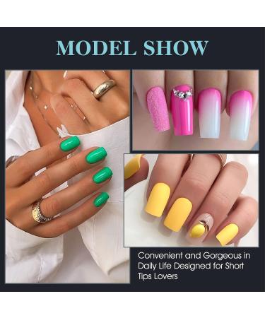 Gelike Ec Quadrat Full Cover Nageltips - Soft Gel Fake Nails 550 Pieces Clear Medium Pre-Buff PMMA Resin for DIY Nail Art & Salon Use 12 Sizes - Buy Online on SooperMarket.com