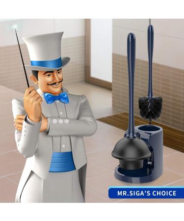 MR.SIGA Toilet Plunger and Bowl Brush Combo - Navy | Bathroom Cleaning Essential - Buy Online on SooperMarket.com