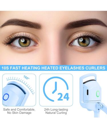 Rechargeable Heated Eyelash Curler - Quick Easy & Natural Curls | Handheld Electric Rizador de Pesta as (Blue) | Long-Lasting Makeup Solution - Buy Online on SooperMarket.com