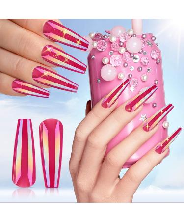 240 Extra Long Aurora Pattern Ballerina Coffin False Nails - Solid Color Full Cover Fake Nails for DIY Nail Salon - Buy Online on SooperMarket.com