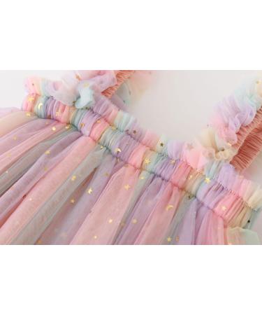 PythJooh Baby Girl Tulle Dress with Butterfly Wings Tutu Princess Dress | 6-9 Months | Starry Pink - Buy Online on SooperMarket.com