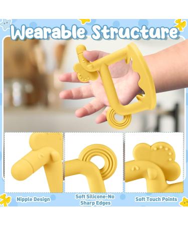 Sratte 3 Pack Silicone Baby Teething Toys for Babies 0-6 Months - Anti-Drop Hand Teether Set for Sucking Needs - Less Dust Baby Chew Toy - Perfect Baby Gift - Buy Online on SooperMarket.com