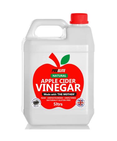 Apple Cider Vinegar with Mother 5L 5 Percent Acidity - Raw Unfiltered & Unpasteurised - Naturally Vegan GMO Free Gluten Free Alternative for Apple Cider Vinegar Capsules Tablets by PROELITE