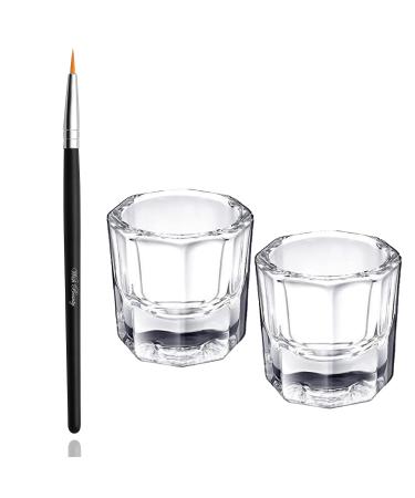Glamified Dappen Dish Bowl Set of 2 Cup and Eyebrow Tint Brush Acrylic Nail Art Equipment Mini Bowl Cups