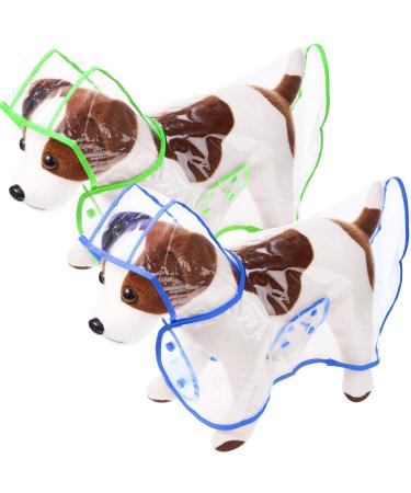 2 Pieces Pet Dog Raincoat Clear Pet Waterproof Clothes Hooded Rain Jacket Plastic Puppy Rain Poncho Pet Rainwear for Small Medium Dog (Blue and Green,S) Blue and Green S