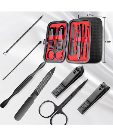 RedFlow 8 in 1 Manicure Set - Travel Nail Clipper Kit for Fingernails & Toenails | Premium Pedicure Tools (Black - Buy Online on SooperMarket.com