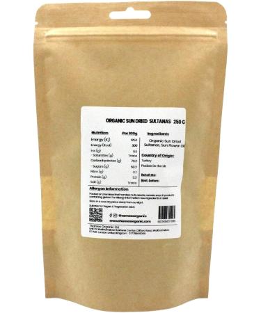 Organic Sun-Dried Sultanas - 100% Natural No Additives or Preservatives - Vegan GMO-Free Certified Organic - Sweet Juicy and Nutritious Snack - Perfect for Baking and Cooking - Thames Organic 1kg - Buy Online on SooperMarket.com