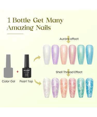 MIZHSE Pearl Top Coat Gel Nail Polish - Mermaid Glitter 2-in-1 Soak Off UV LED Gel for DIY & Salon Use (10ml - Buy Online on SooperMarket.com