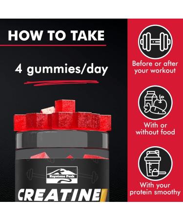 KP Creatine Monohydrate Gummies Strawberry for Men & Women 100% Creatine Strawberry Gummies 5g per Serving + Vegan Sugar Free + Strength Energy Muscle & Booty Gain - 120 Count - Buy Online on SooperMarket.com