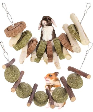 Fantesi 2-Piece Rabbit Toys Set - Kieletzeiten & Kachtiele with Apple Wood Chew Timothy Hay Sticks & Carrot Cake | Ideal Dental Care for Bunnies Hamsters Mice & Chinchillas - International Shipping Available - Buy Online on SooperMarket.com