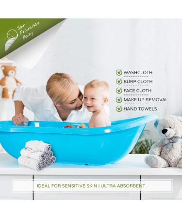 San Francisco Baby 6-Piece Bamboo Washcloth Set - Gentle Face & Bath Towels for Newborns, Toddlers, and Kids - Soft Cloth Wipes for Sensitive Skin - 10x10 Inches - White - Buy Online on SooperMarket.com