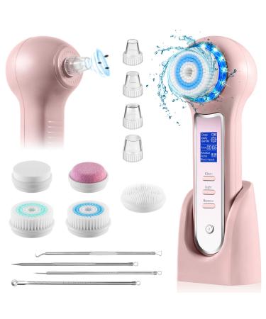 Facial Cleansing Brush  Blackhead Remover Vacuum  Face Scrub Face Mask Brush  Rechargeable Facial Cleansing Brush with LCD  Mothers Fay Gifts for Mom  IPX7 Waterproof 3 in 1 Facial Cleaner (Pink) Medium Pink