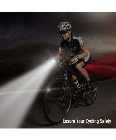 Bike Lights Set with Horn 1400LM | Rechargeable Headlight & Tail Light | Waterproof | 3 Lighting Modes | Fits Road and Mountain Bikes - Buy Online on SooperMarket.com