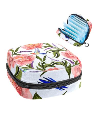 Anna Cowper Flower Sanitary Napkin Storage Bag Feminine Menstrual Cup Pouches Nursing Pad Holder Tampon Bags Portable Period Bag for Women Teen Girls 1Pcs Multi-colored 3