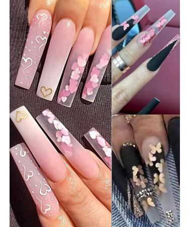 12 Grids Holographic Nail Glitter Set for Acrylic Nails - Butterfly Flower Heart Rabbit Pink Gold Sequins for Valentine's Day Nail Decoration - Buy Online on SooperMarket.com