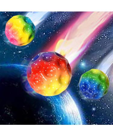 Astro Jump Ball 3 pieces of multicolored Galaxy Space Moon Ball 7 cm high Spruinge rubber ball banging rush make jumping ball for children interactive toys to reduce stress for outdoor children