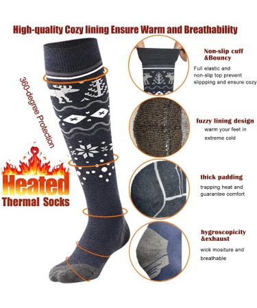 Fayhijun Merino Ski Socks for Men Women & Kids Warm Breathable Thermal Sports Socks for Skiing & Snowboarding (Sizes 36-38 Dark) - Buy Online on SooperMarket.com