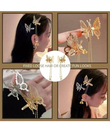 Elegant Tassel Butterfly Hairpin - Shiny Moving Hair Clip for Women & Girls | Perfect Silver Hair Accessory - Buy Online on SooperMarket.com
