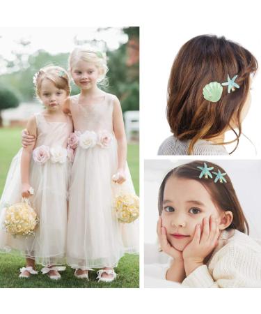 Green Shell Pearl Starfish Hair Clip Set - Acrylic Resin Alligator Clips for Women and Girls | Stylish Hair Accessories - Buy Online on SooperMarket.com