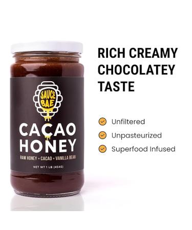 Sauce Bae Cacao Raw Honey with Vanilla Bean - Organic Unpasteurized Unfiltered  Superfood Chocolate - 1 lb - Buy Online on SooperMarket.com