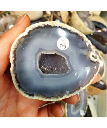 Natural Original Raw Agate Crystal Geode Cutting Hole Feng Shui DecorEnergy Stone Specimen Craft Collectibles Decoration Stone Collection (Size : 150-200g a Piece) - Buy Online on SooperMarket.com