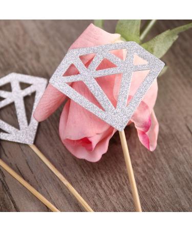 Vaguelly 50pcs Diamond Dessert Topper Happy Wedding Diamond Birthday Cake Picks Wedding Decoration Fruit Cake Decorations for Home Fruitcakes Wedding D cor Anniversary Toothpick Flash Baby Silver medium - Buy Online on SooperMarket.com