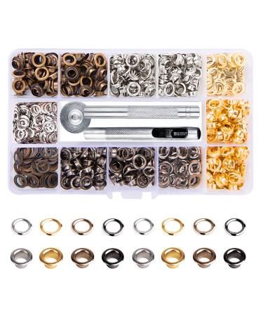 Meikeer Metal Grommets Kit 3/16 inch 400Pcs Metal Eyelets Kits Shoe Eyelets Grommet Sets for Shoes Clothes Crafts Bag DIY Project with Storage Box (4 Colors)