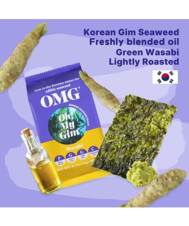 Korea Food OMG Oh My Gim Seaweed Snack - Wasabi Flavor Nori Algae (4g x 16) for International Shipping - Buy Online on SooperMarket.com