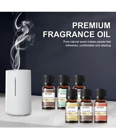 EUQEE 6PCS Men's Fragrance Oils Gift Set - Premium Grade 10ml Scents for Men's Pubs - Leather, Sweet Tobacco, Dragon's Blood, Sandalwood, Bay Rum, Cedarwood - Buy Online on SooperMarket.com