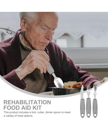 Adaptive Utensils Built up Fork Spoon Rocker Knife Easy Grip Silverware for Adults Elderly Weak Hand Patients Disabled Light Grey 3 Piece Set (Color : Light Grey) - Buy Online on SooperMarket.com