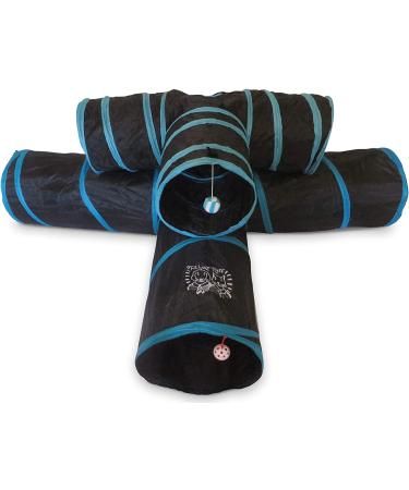 Feline Ruff Premium 3 Way Cat Tunnel - Extra Large 12 Diameter, Extra Long, Collapsible Play Toy for Cats and Other Pets - Black/Blue - Buy Online on SooperMarket.com