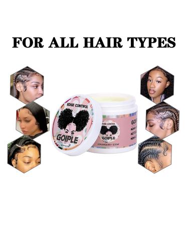 Goiple Strong Hold Edge Control Wax for Women - Non-greasy Smoother with Strawberry Scent (4oz) incl. Edge Brushes & Scarf - Buy Online on SooperMarket.com