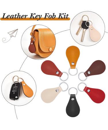 30 Pcs DIY Leather Key Fob Kit with Rivets & Rings for Engraving - Multi Colors - Buy Online on SooperMarket.com