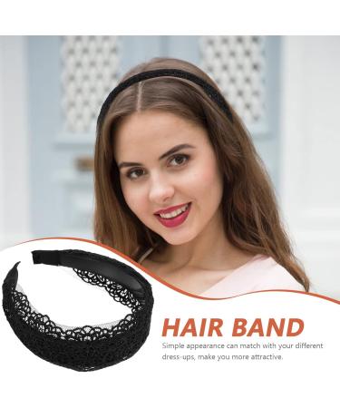 Minkissy Black Lace Hair Hoop Broadside Lace Headband Wide Hair Hoop Floral Lace Headband Gothic Lace Headband for Women Girls (Black) - Buy Online on SooperMarket.com